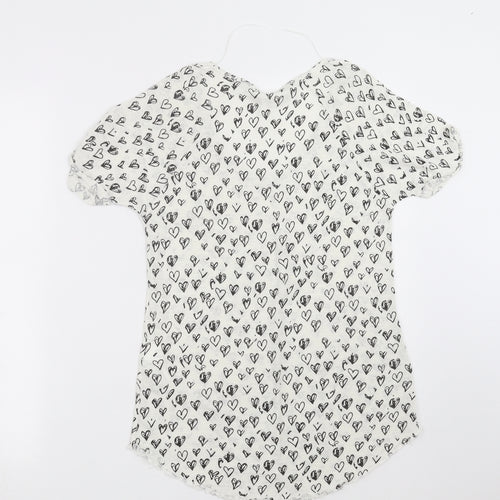 Zara Womens White Geometric Knit Pullover Jumper Size M  - Heart pattern