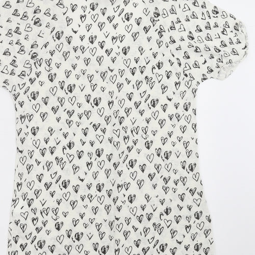 Zara Womens White Geometric Knit Pullover Jumper Size M  - Heart pattern