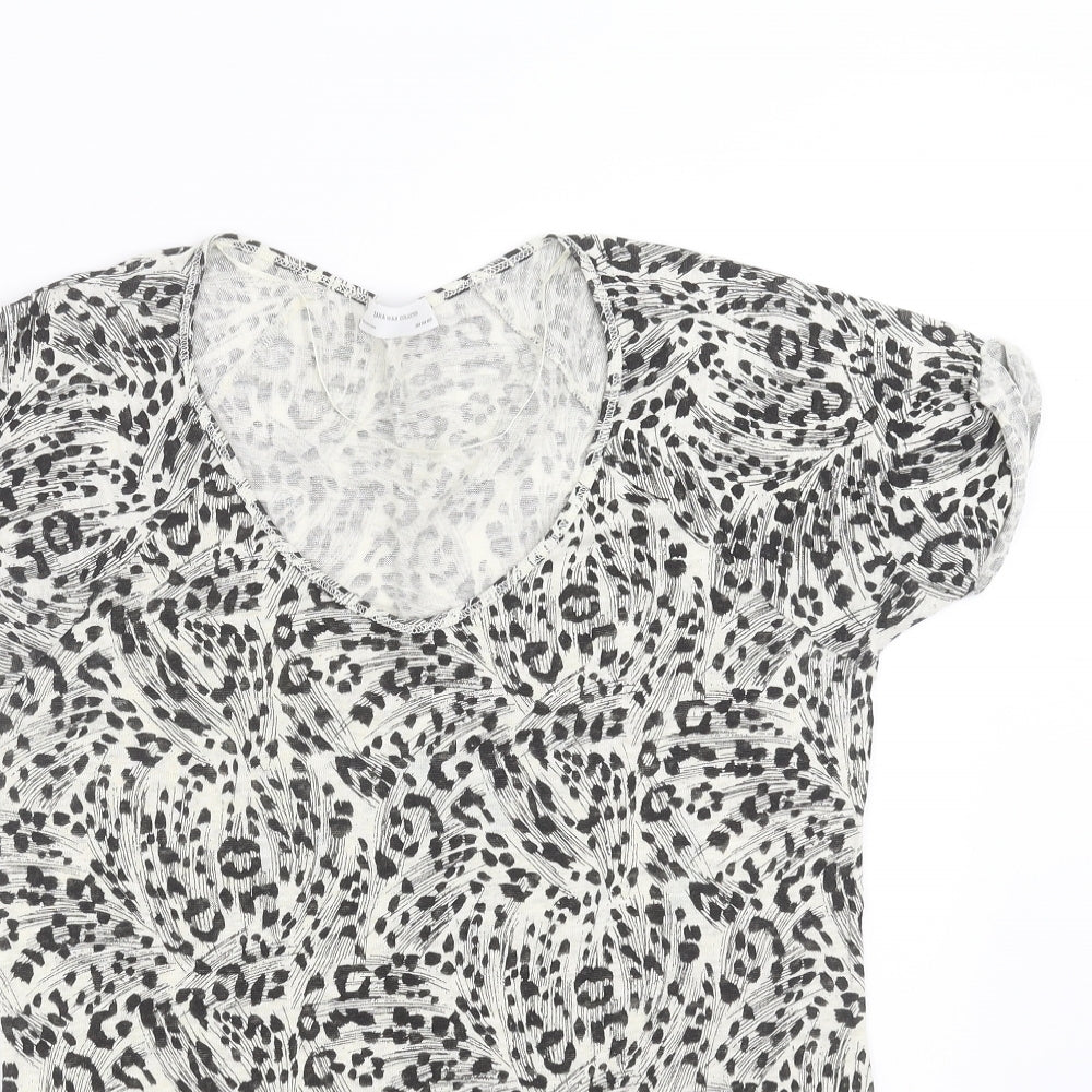 Zara Womens Beige Geometric  Basic T-Shirt Size M