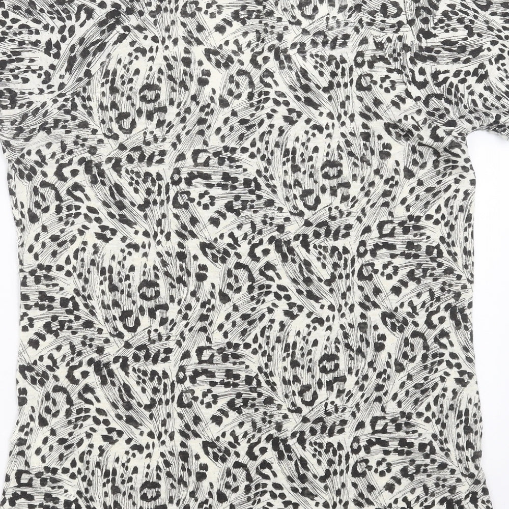 Zara Womens Beige Geometric  Basic T-Shirt Size M