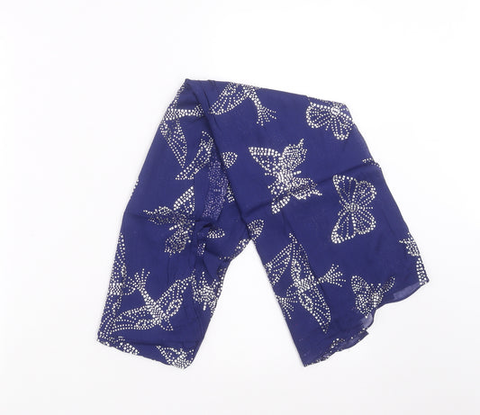 Front view of Preworn women’s blue scarf - bird pattern