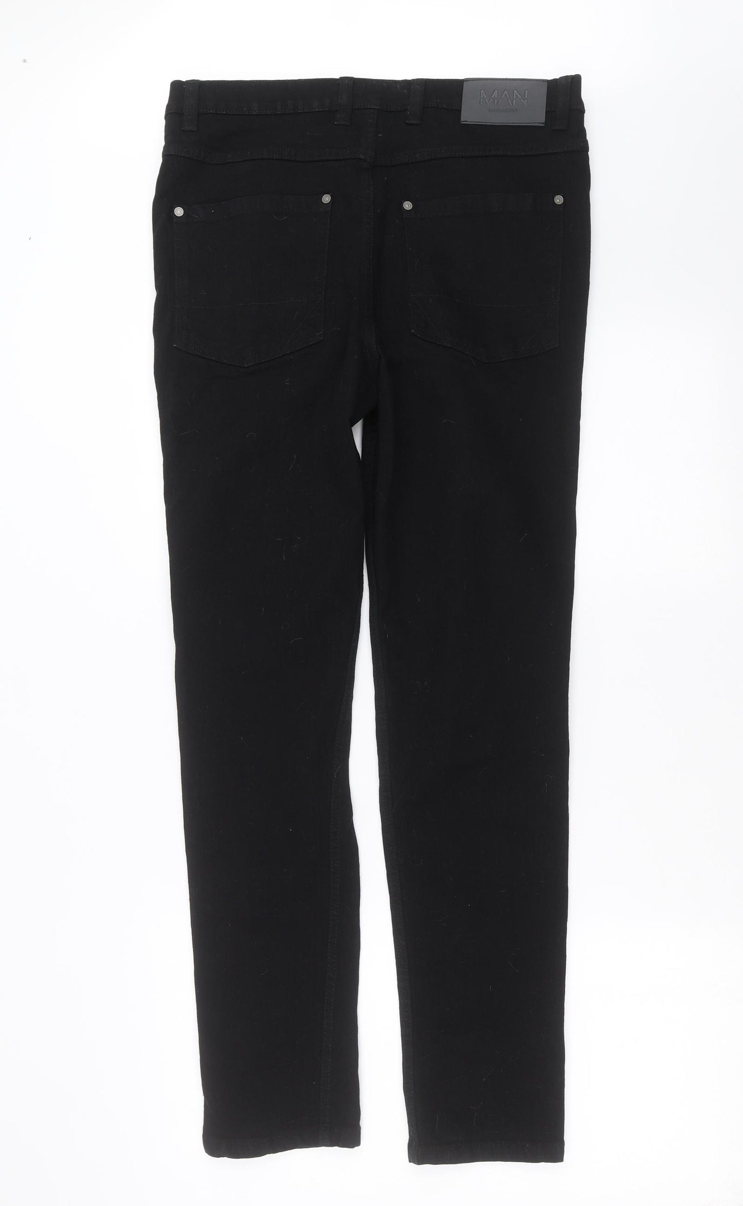 Boohoo MAN Mens Black  Denim Straight Jeans Size 36 in L30 in