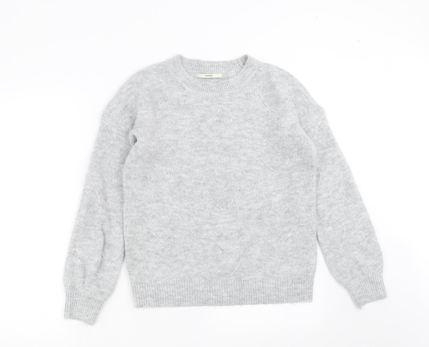 George Womens Grey  Knit Pullover Jumper Size S  - Heart pattern