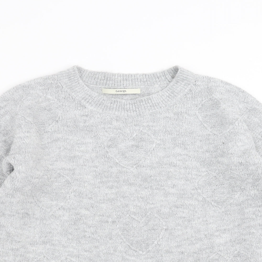 George Womens Grey  Knit Pullover Jumper Size S  - Heart pattern