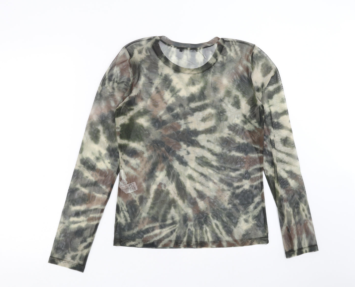 Zara Womens Green   Basic T-Shirt Size M  - sheer tie dye
