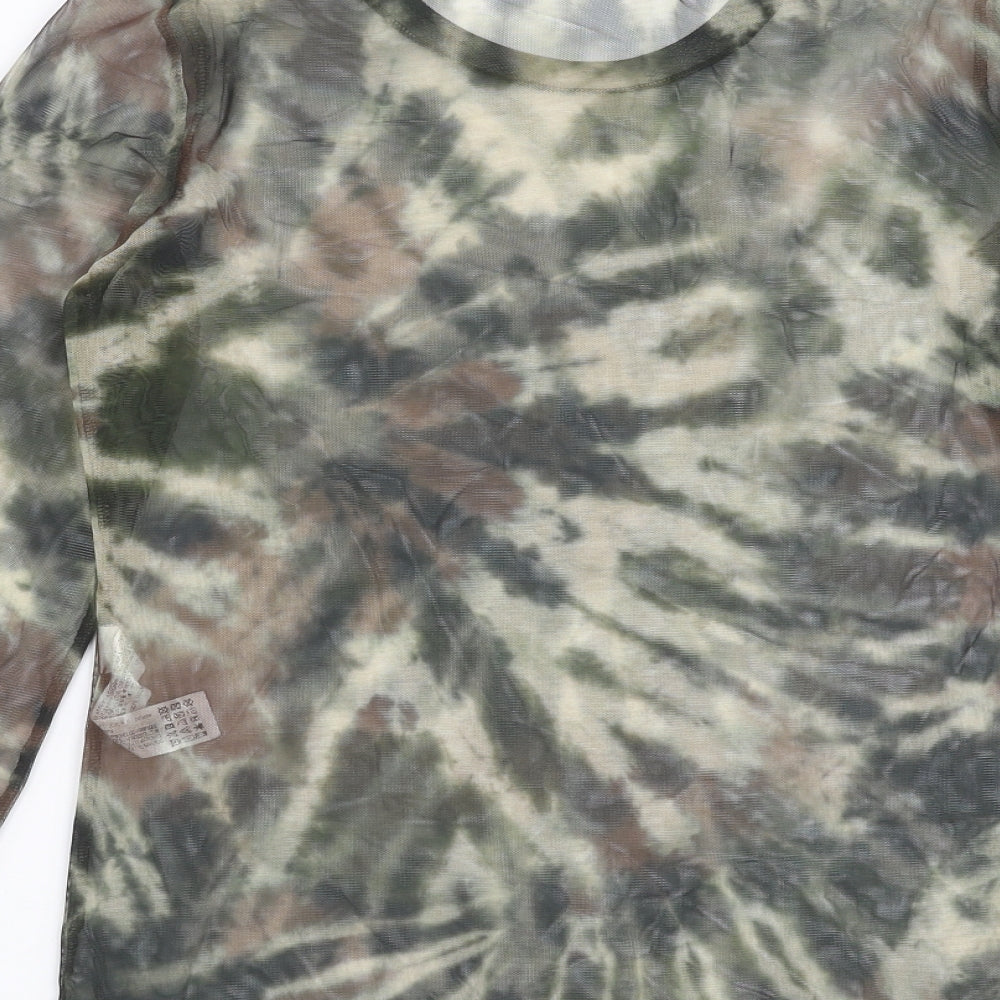 Zara Womens Green   Basic T-Shirt Size M  - sheer tie dye