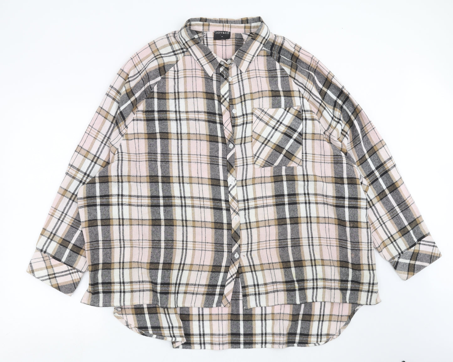 Jeff&CO Womens Grey Plaid  Basic Button-Up Size 18