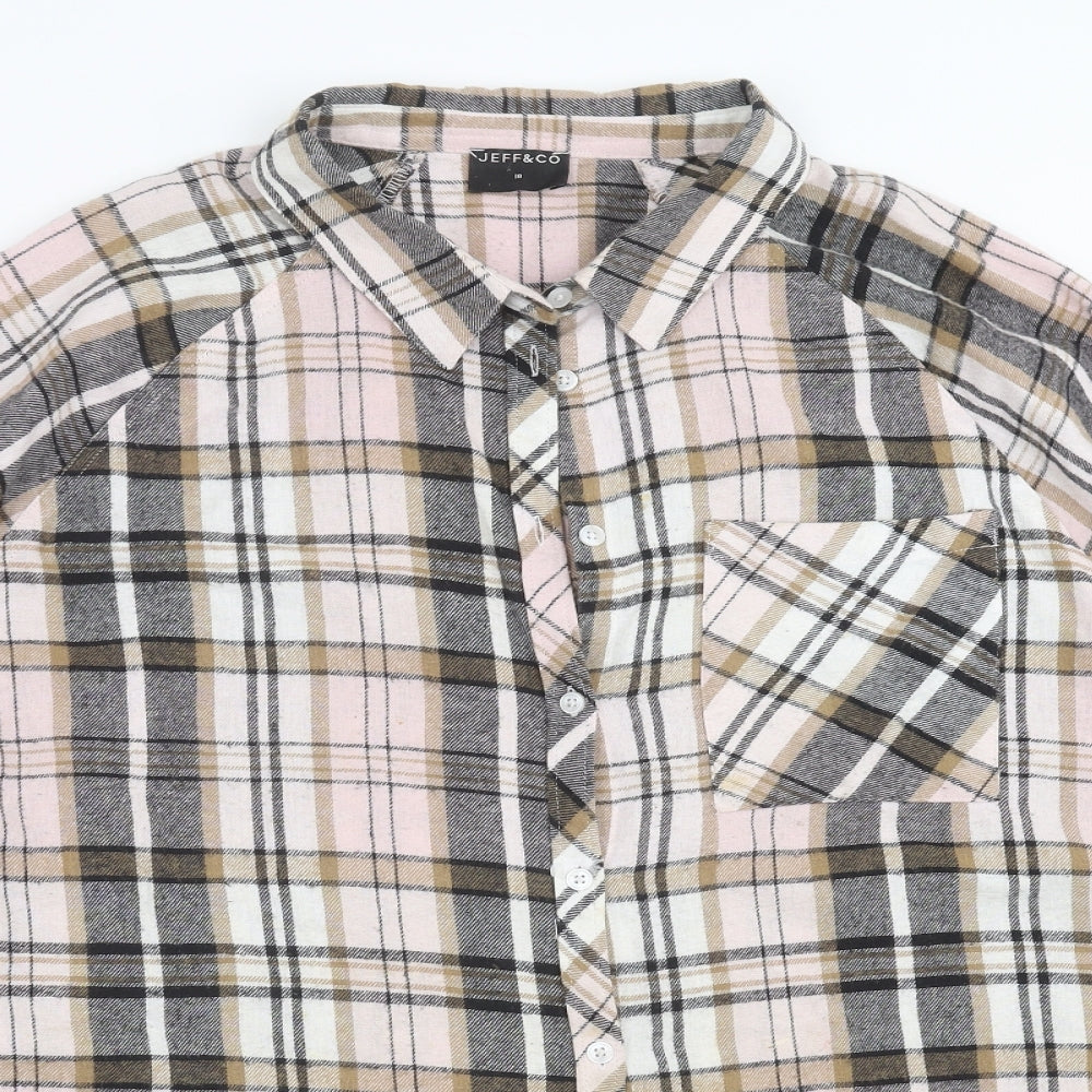 Jeff&CO Womens Grey Plaid  Basic Button-Up Size 18