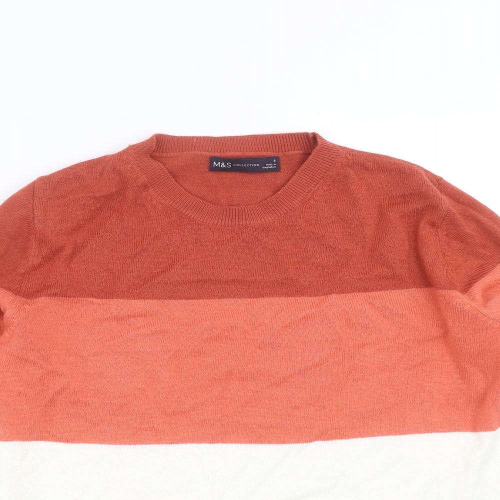 Marks and Spencer Womens Beige Striped Knit Pullover Jumper Size 8