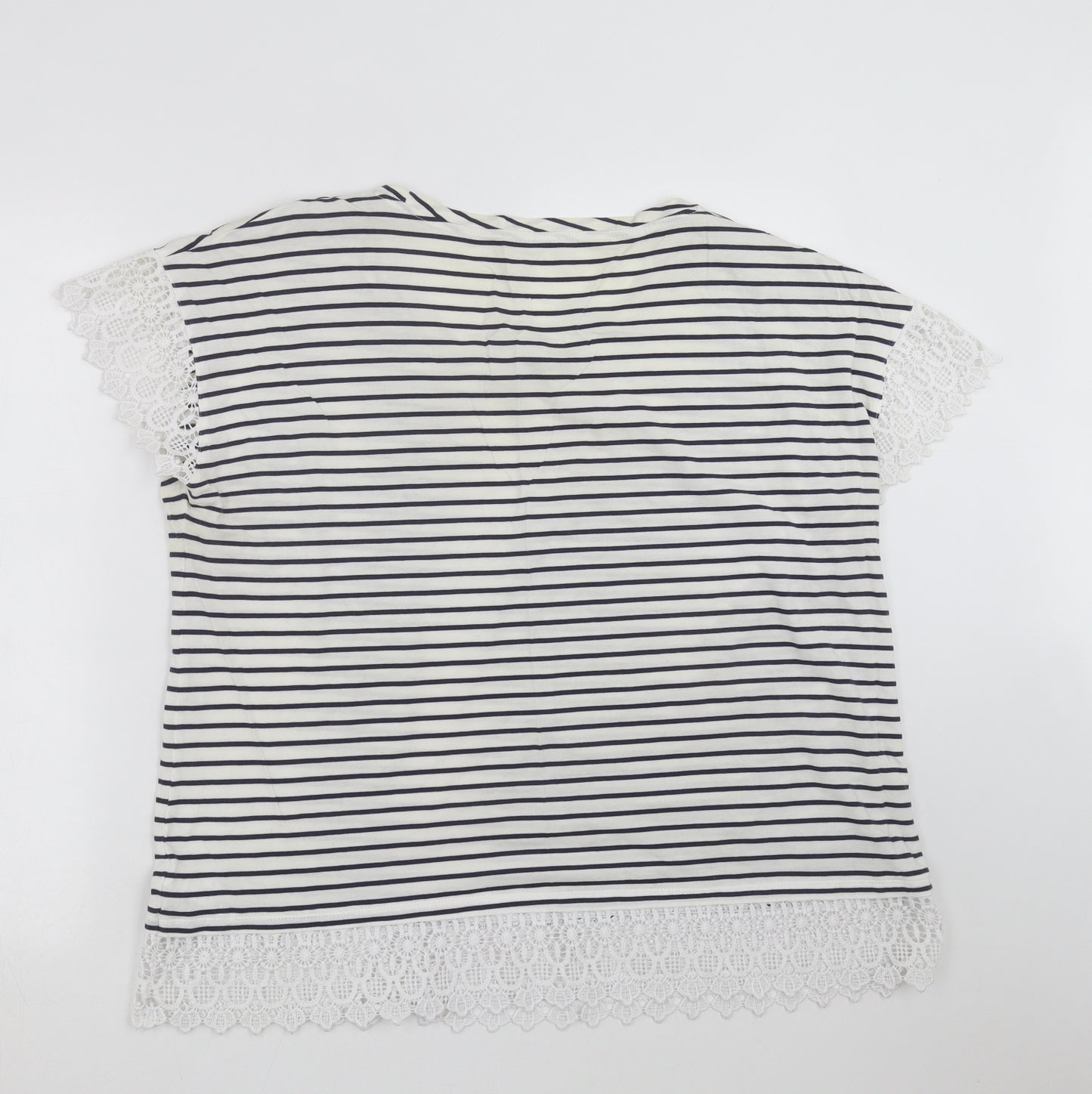 TU Womens White Striped  Basic T-Shirt Size 22