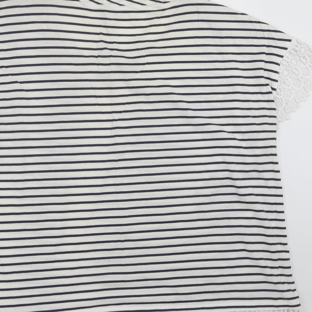 TU Womens White Striped  Basic T-Shirt Size 22