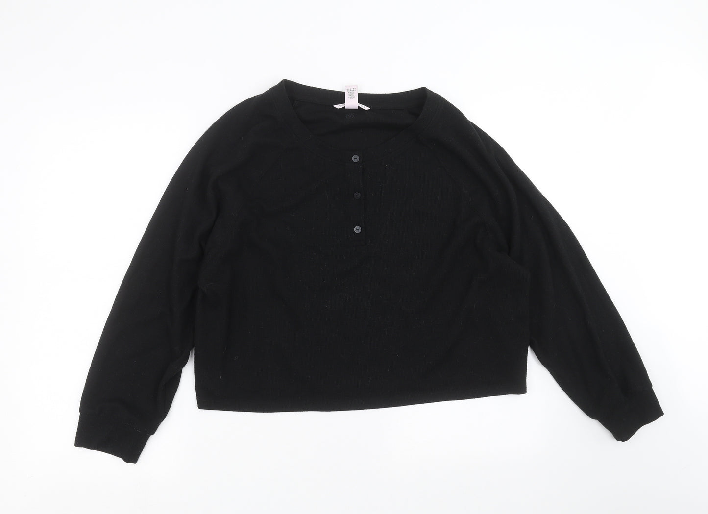 Victoria's Secret  Womens Black Solid  Top Pyjama Top Size L