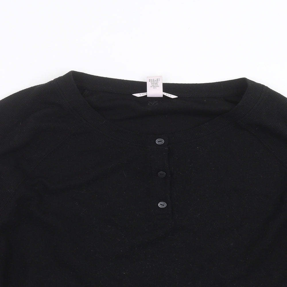 Victoria's Secret  Womens Black Solid  Top Pyjama Top Size L