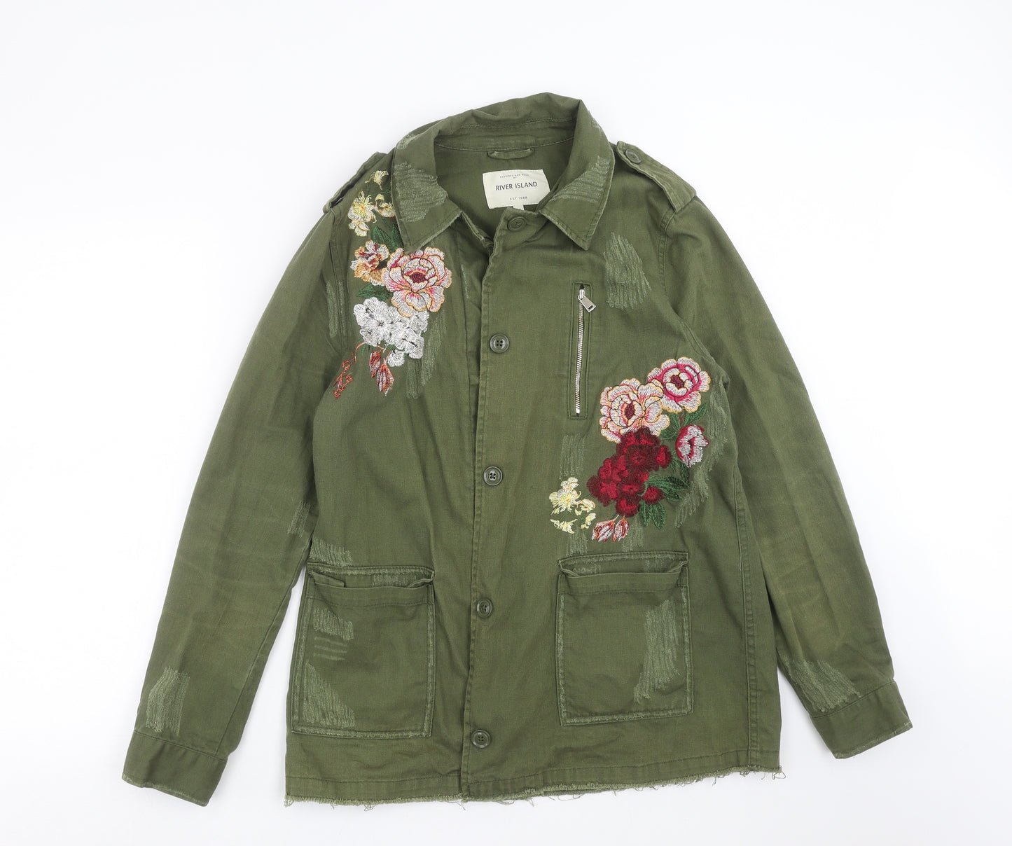 River Island Womens Green Floral  Jacket Coat Size 14