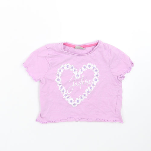 Matalan Girls Purple   Cropped T-Shirt Size 6 Years  - jadore