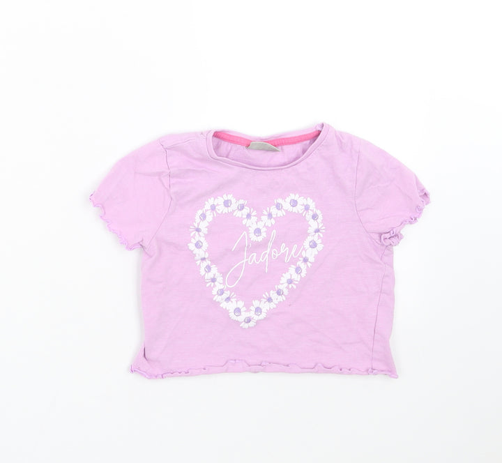 Matalan Girls Purple   Cropped T-Shirt Size 6 Years  - jadore