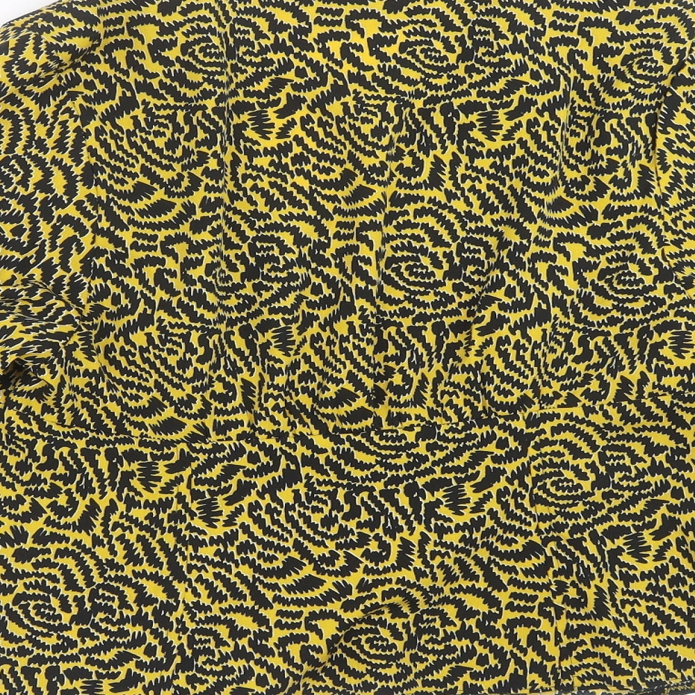Topshop Womens Yellow Geometric  Basic Blouse Size 14