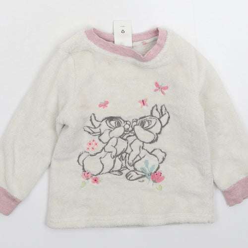 Disney Girls White Solid  Top Pyjama Top Size 3 Years
