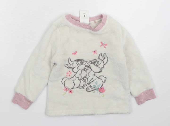 Disney Girls White Solid Top Pyjama Top Size 3 Years