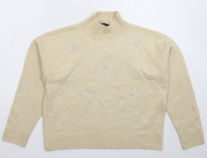 New Look Womens Beige Knit Pullover Jumper Size M