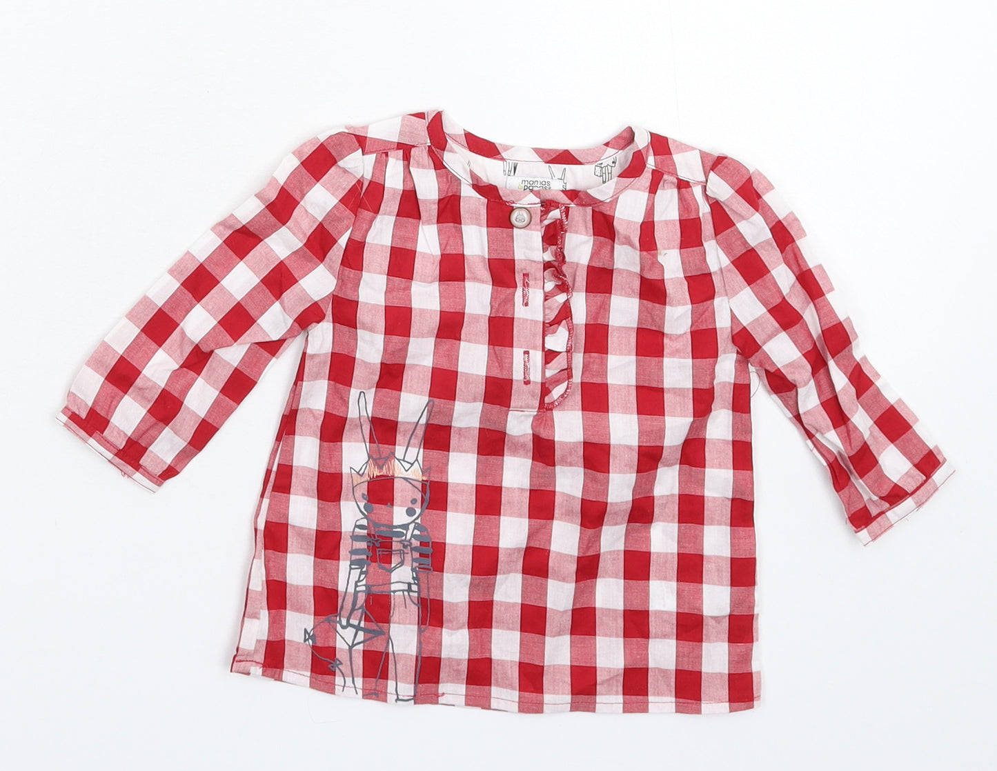 mamas & papas Baby Red Check  Basic Button-Up Size 3-6 Months