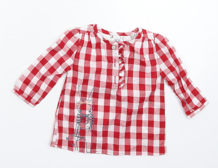 mamas & papas Baby Red Check  Basic Button-Up Size 3-6 Months