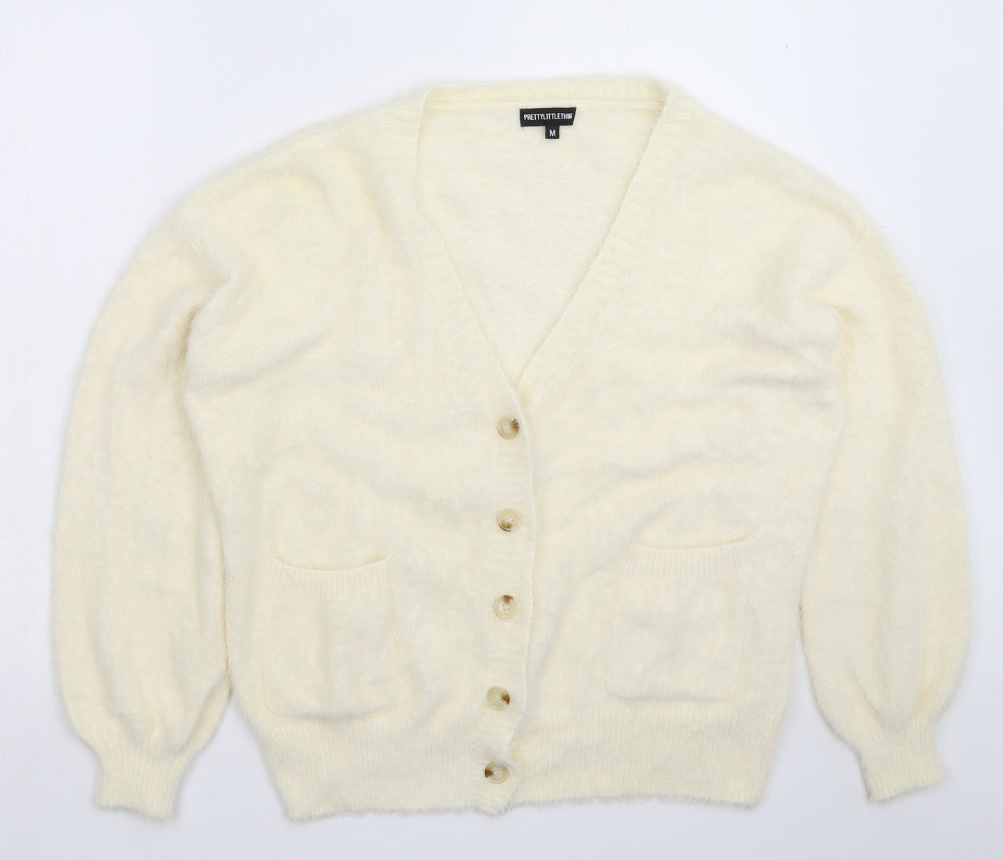 PRETTYLITTLETHING Womens Beige  Knit Cardigan Jumper Size M