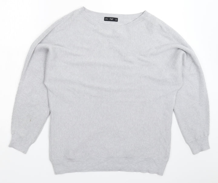 F&F Womens Grey Knit Pullover Jumper Size 12