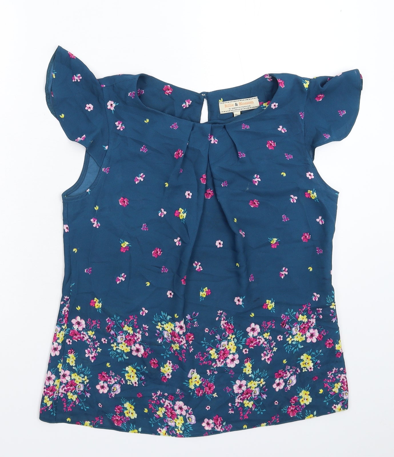 Dorothy Perkins Womens Blue Floral  Basic Blouse Size 10