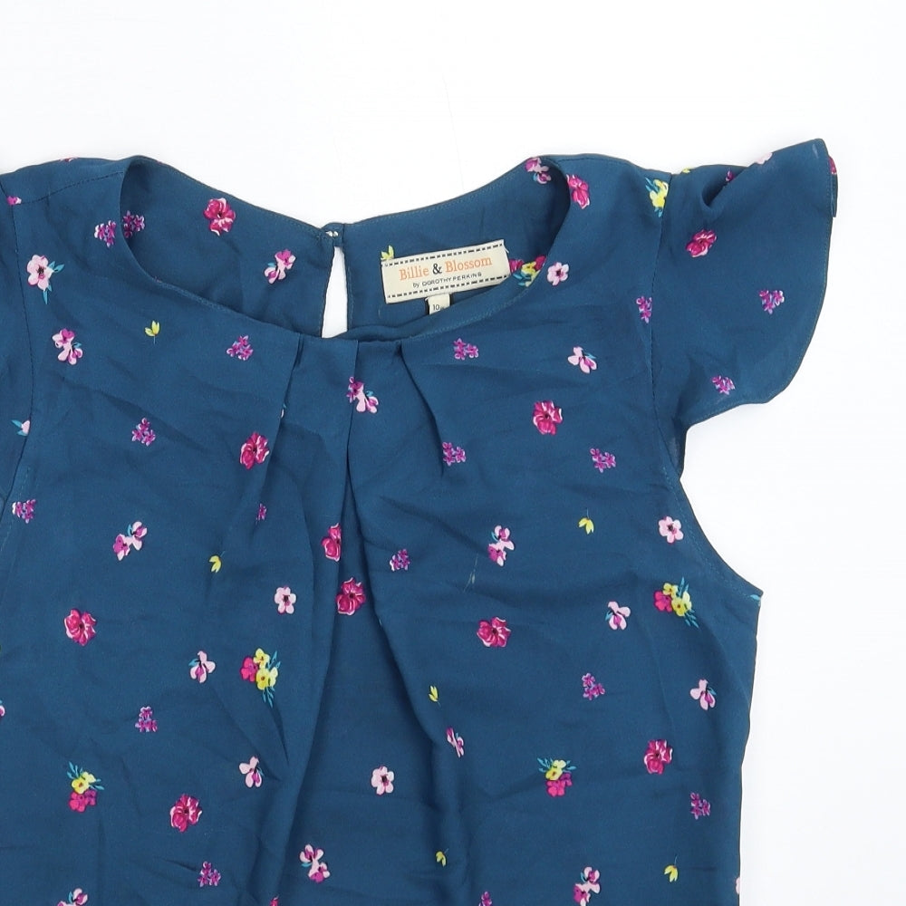 Dorothy Perkins Womens Blue Floral  Basic Blouse Size 10