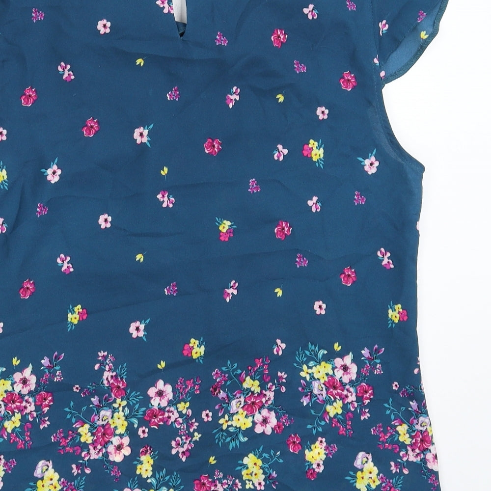 Dorothy Perkins Womens Blue Floral  Basic Blouse Size 10