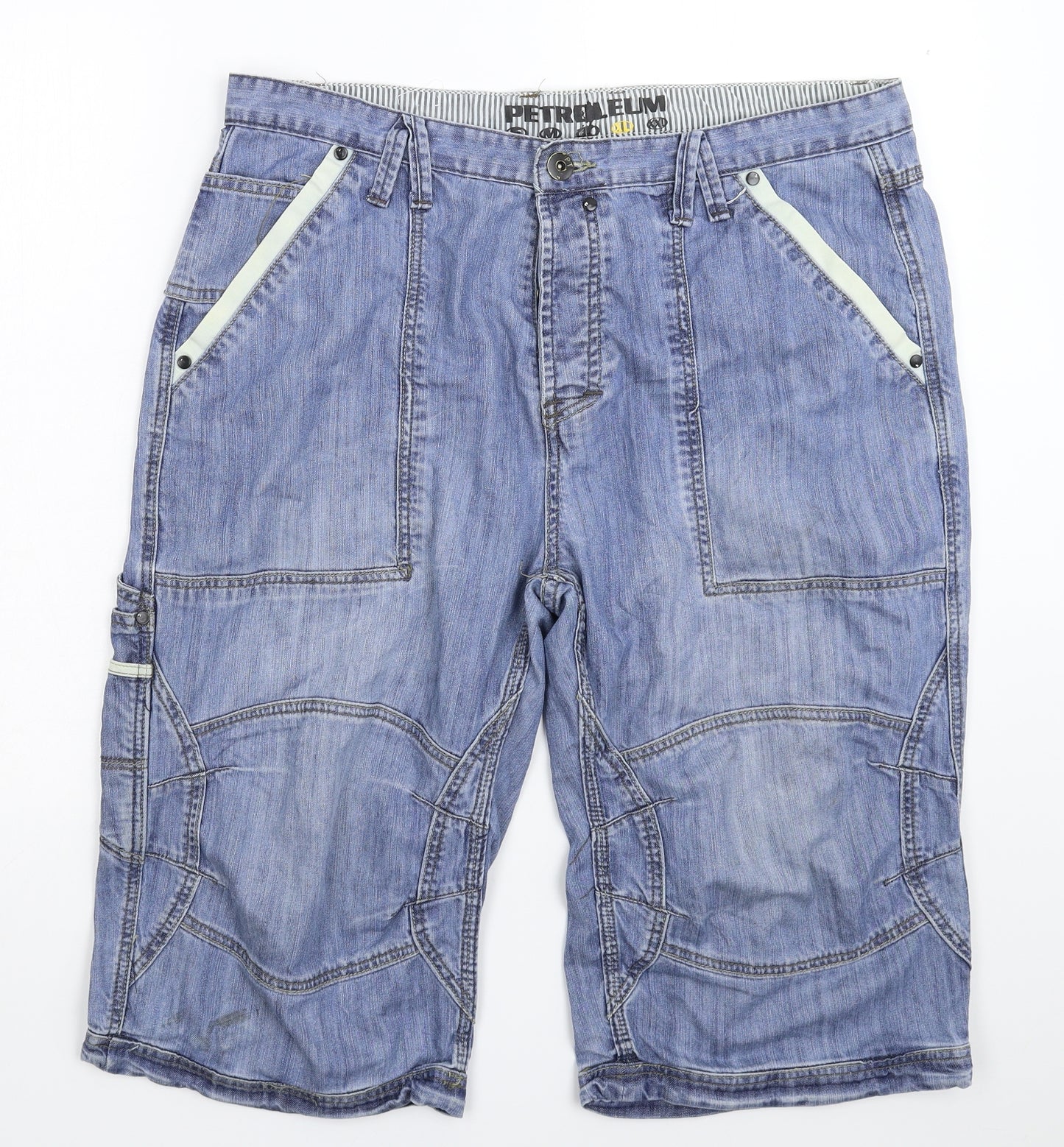 Petroleum Mens Blue  Denim Bermuda Shorts Size XL