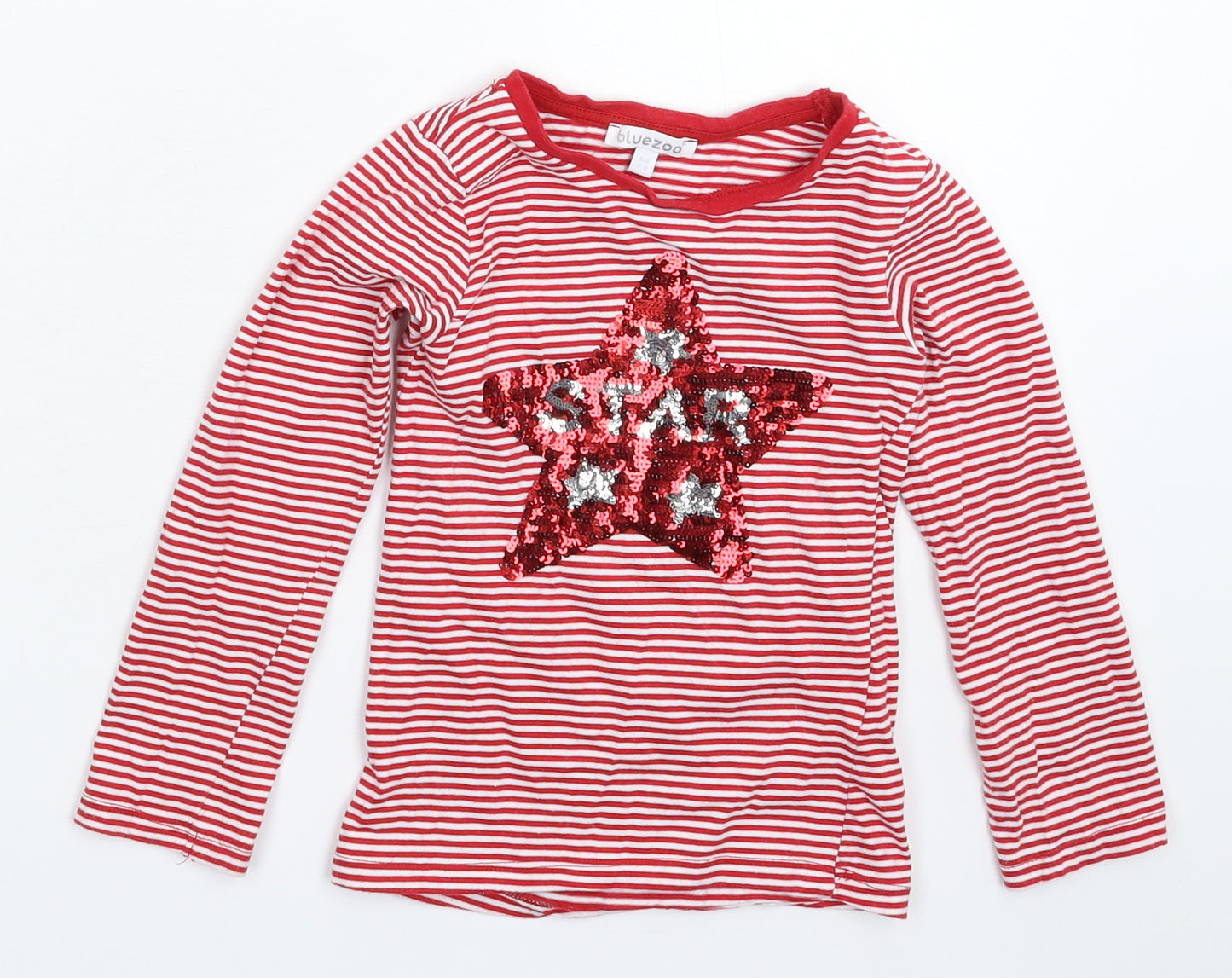 Blue Zoo Girls Red Striped  Basic T-Shirt Size 7-8 Years