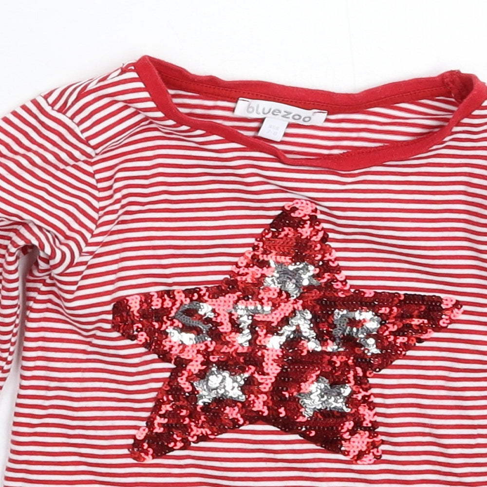 Blue Zoo Girls Red Striped  Basic T-Shirt Size 7-8 Years