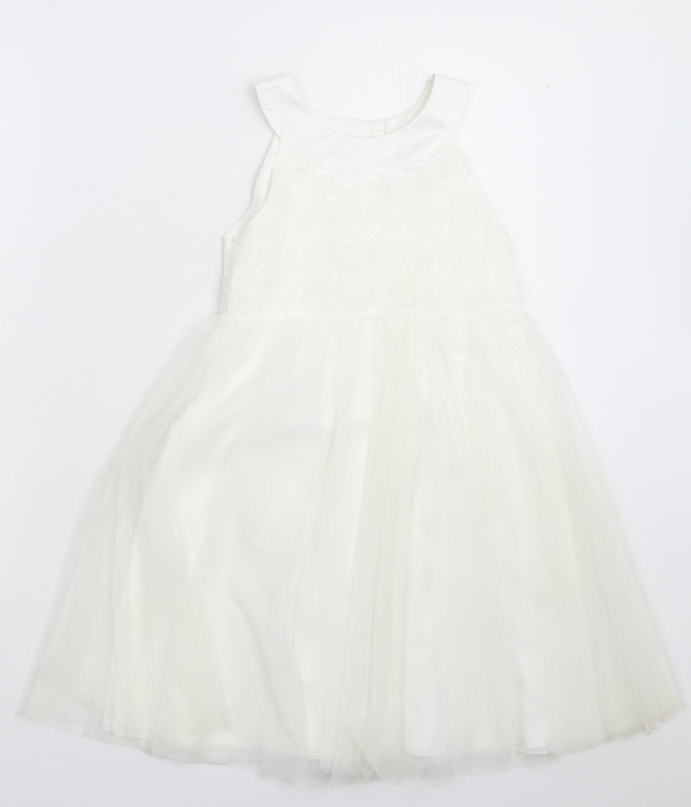 Young Dimension Girls White   Fit & Flare  Size 6-7 Years