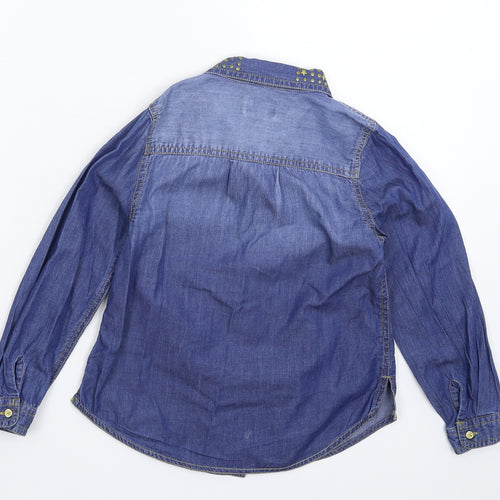 River Island Girls Blue  Denim Basic Button-Up Size 6 Years