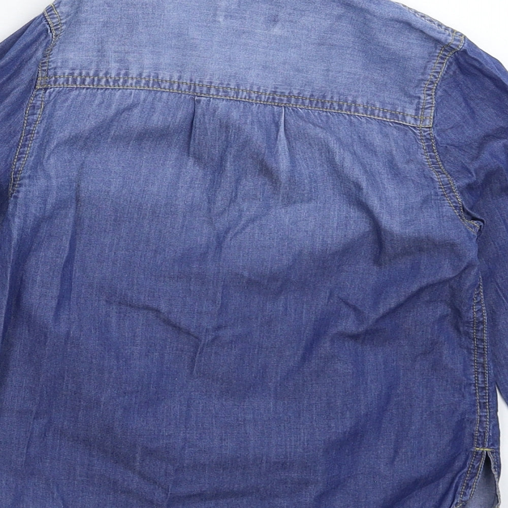 River Island Girls Blue  Denim Basic Button-Up Size 6 Years
