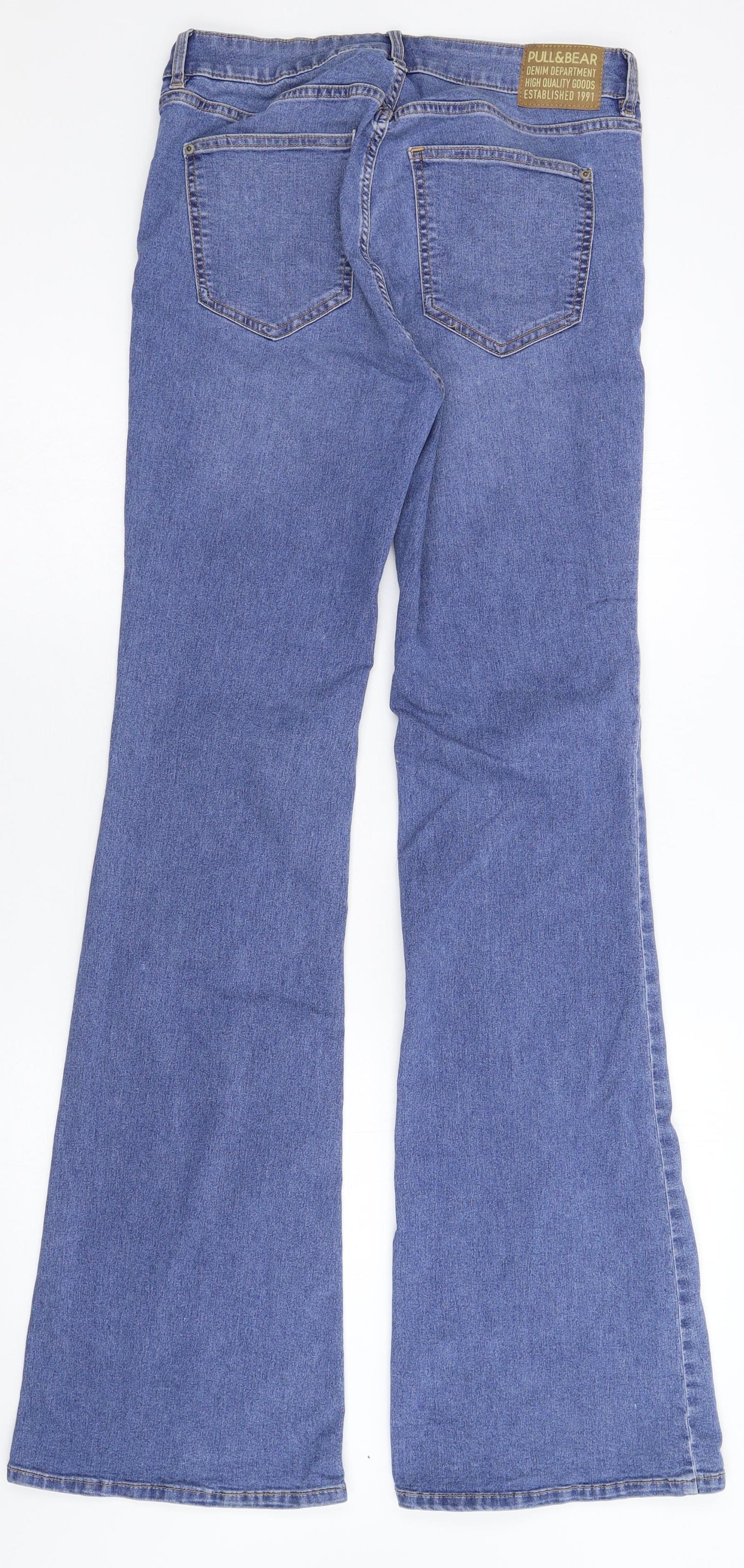 Pull&Bear Womens Blue  Denim Flared Jeans Size 14 L33 in