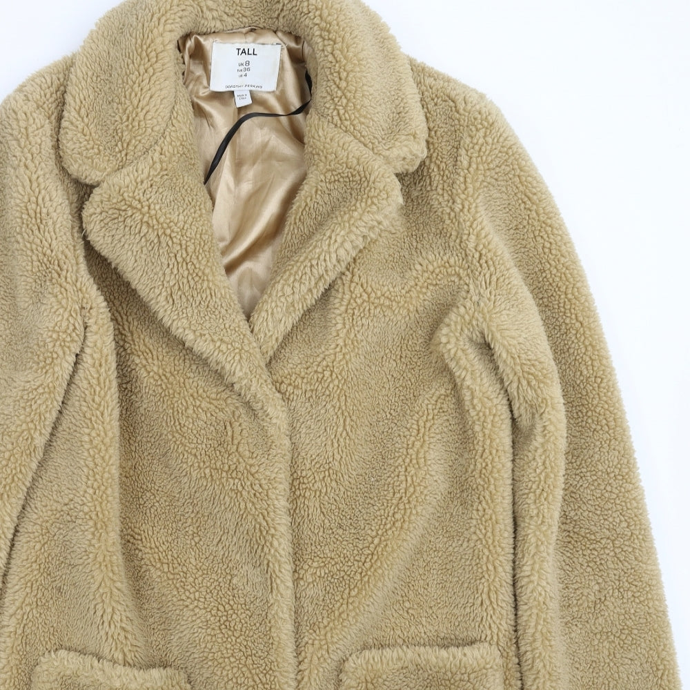 Dorothy Perkins Womens Beige  Fleece Pea Coat Coat Size 8