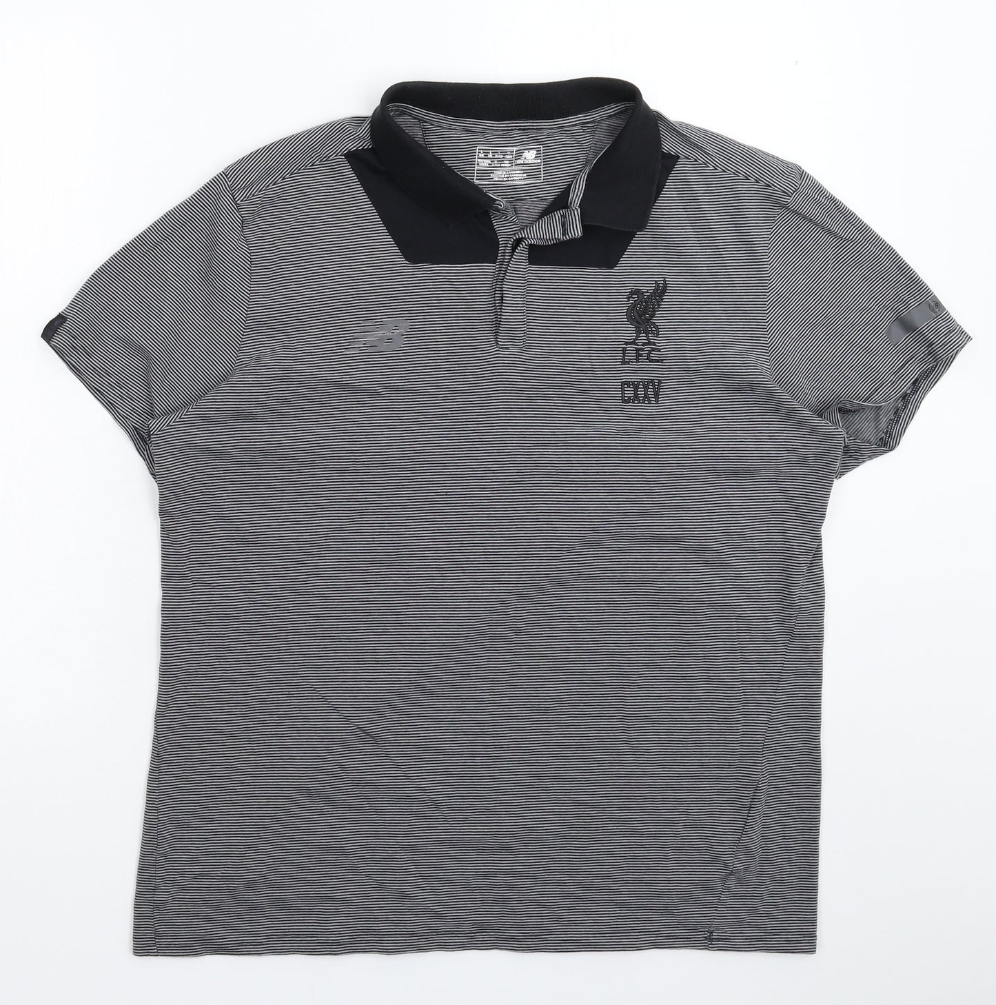 New Balance Mens Black Striped   Polo Size L  - Liverpool FC