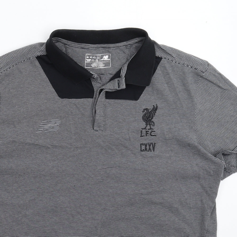 New Balance Mens Black Striped   Polo Size L  - Liverpool FC