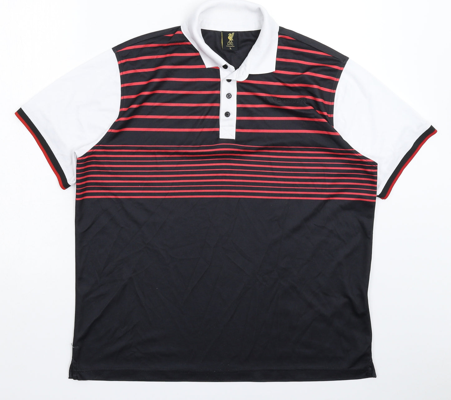 Liverpool FC Mens Multicoloured Striped  Jersey Polo Size L