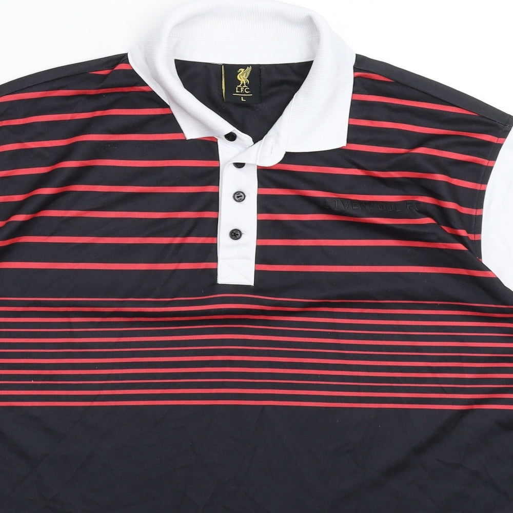 Liverpool FC Mens Multicoloured Striped  Jersey Polo Size L