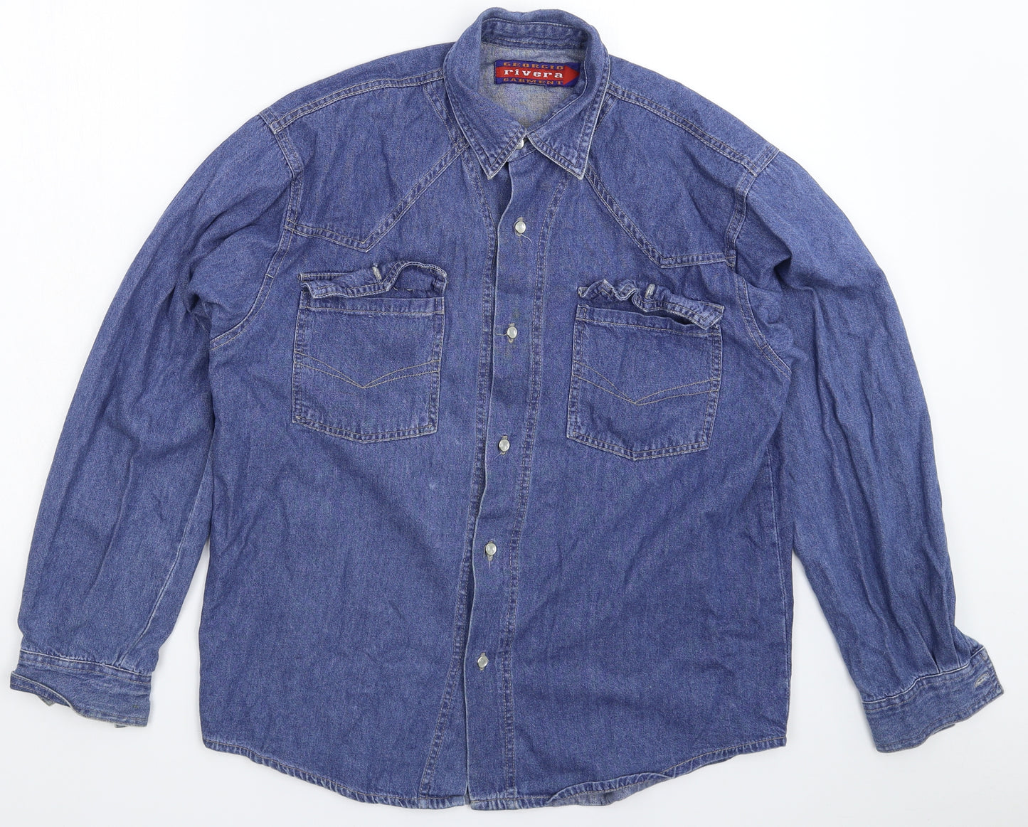 Rivera Mens Blue  Denim  Button-Up Size L