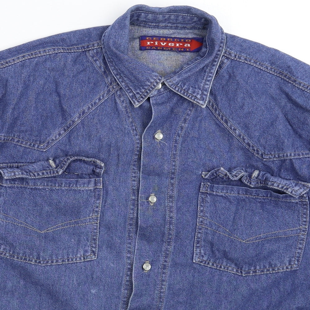 Rivera Mens Blue  Denim  Button-Up Size L