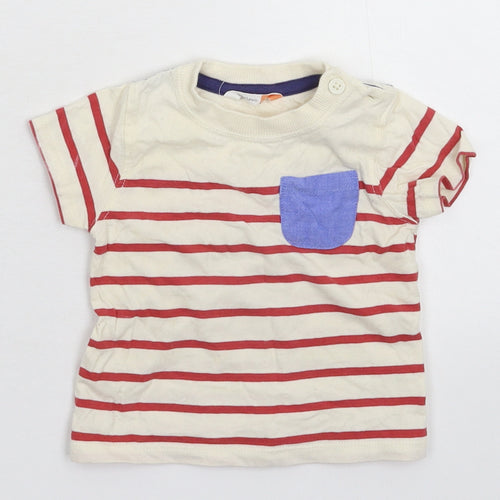 John Lewis Baby White Striped  Basic T-Shirt Size 3-6 Months