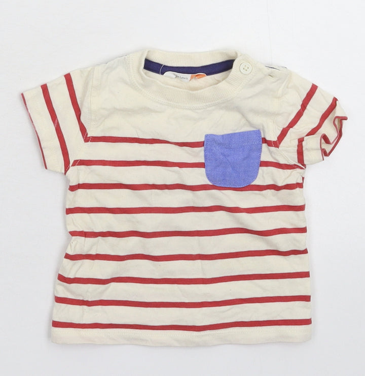 John Lewis Baby White Striped Basic T-Shirt Size 3-6 Months