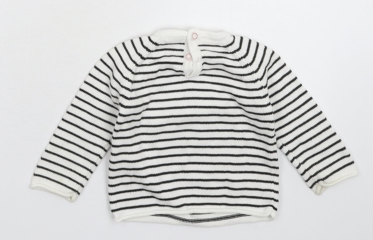 Joules Baby White Striped Knit Pullover Jumper Size 6-9 Months