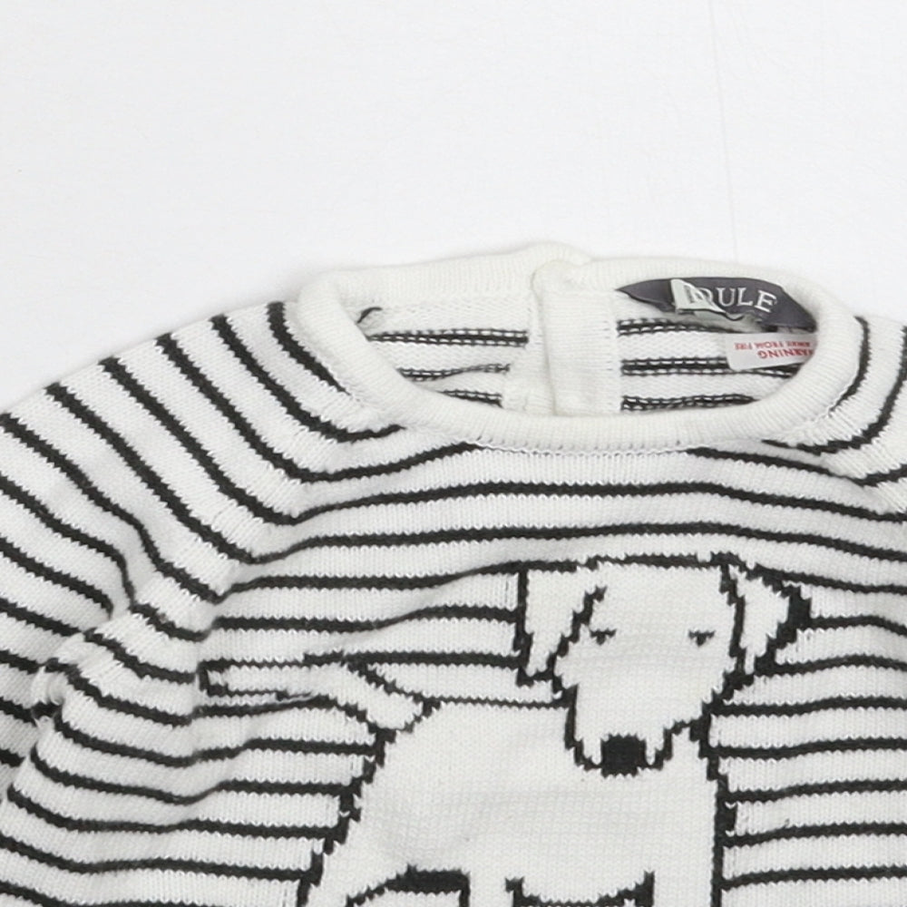Joules Baby White Striped Knit Pullover Jumper Size 6-9 Months
