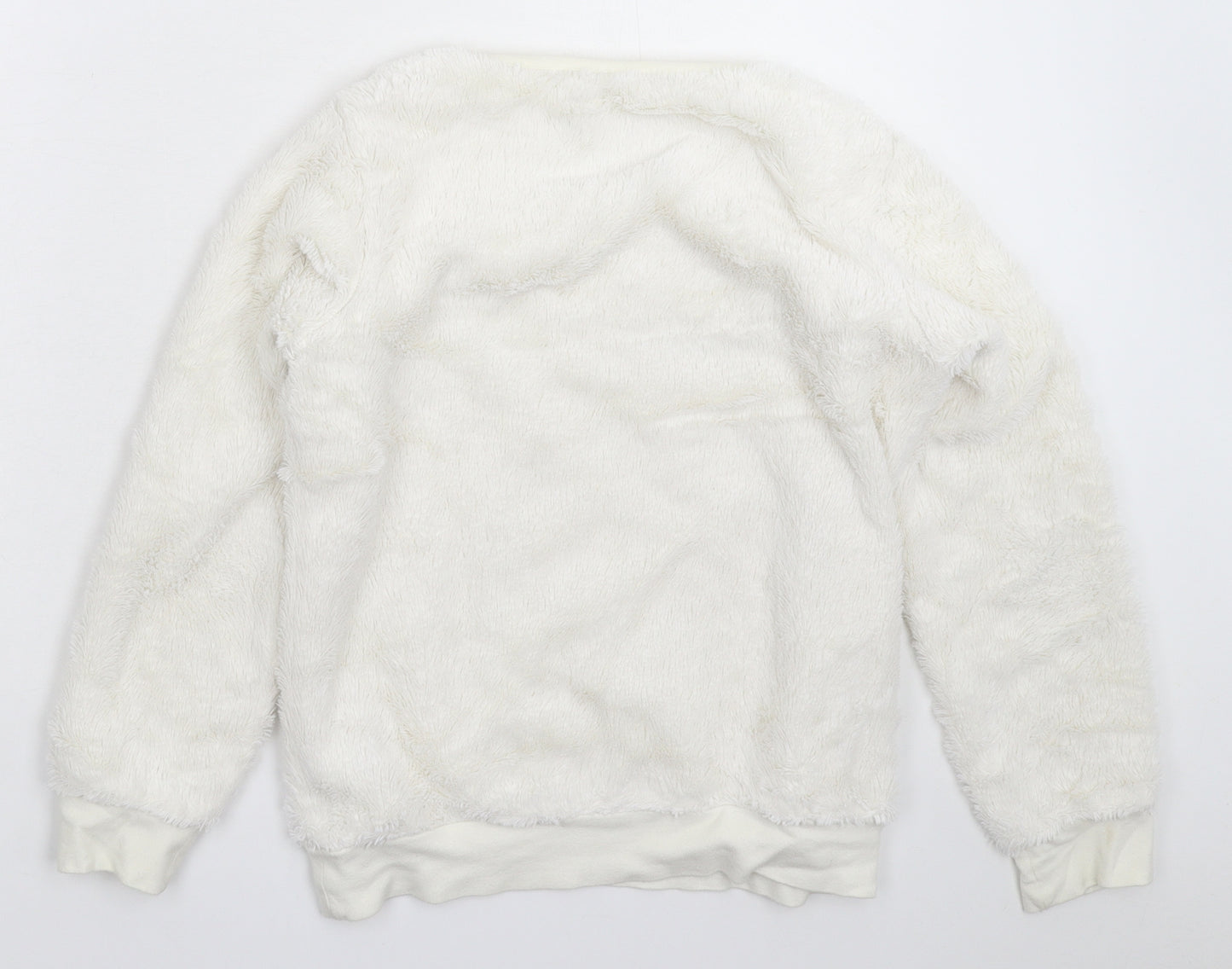 NEXT Girls White Solid Fleece Top Pyjama Top Size 13 Years